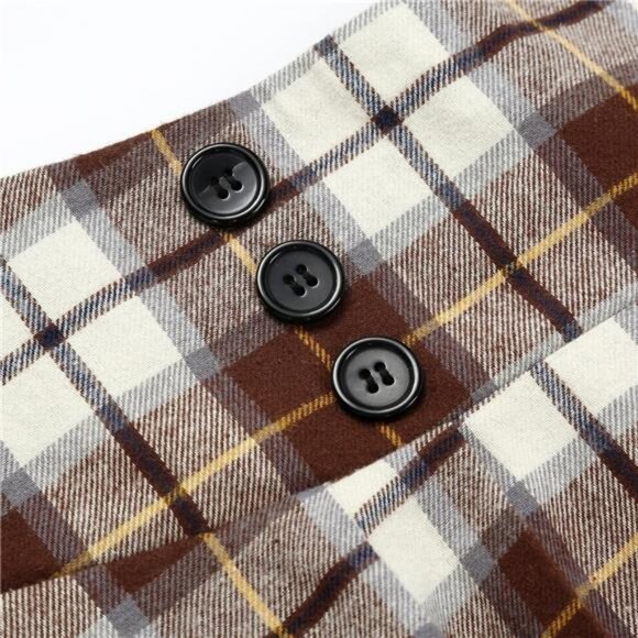 Plaid Skirt for Womens High Waist Aline Pleated Midi Skirts - Picture 3 of 6